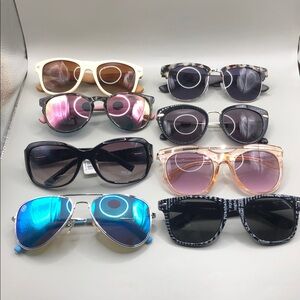 Bundle lot 8 trendy fashion sunglasses variety of brands and styles.